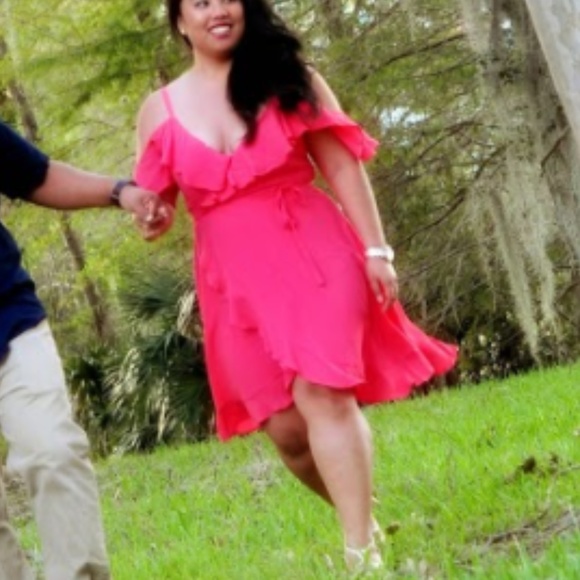 Cupcake and Cashmere Cold Shoulder Hot Coral Dress - Picture 2 of 4